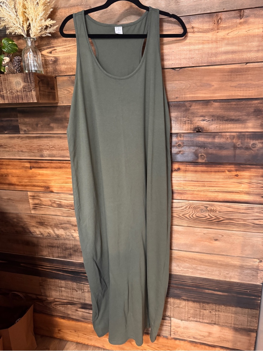 Melrose and Market Scoop Neck Maxi Dress - Olive Size 1X 16